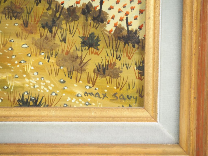 Max SAVY.  "le roc de Félines" Huile sur toile, signée en bas à droite