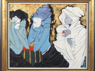 Vente aux enchères Daniel SCHINTONE.   "ou sont les masques" Huile sur toile, signée en b