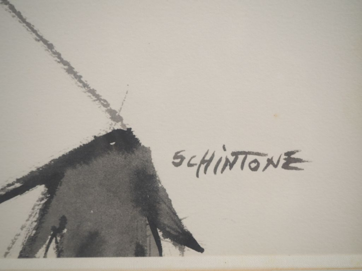 Daniel SCHINTONE.  "Jeune femme de profil" Encre, signée en bas à droi