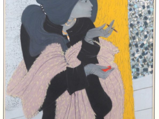 Vente aux enchères Daniel SCHINTONE.  "Elégante à la cigarette" Pastel, signé en bas à ga