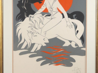 Vente aux enchères Daniel SCHINTONE.   "Cavalière chapeautée" Lithographie contresignée e