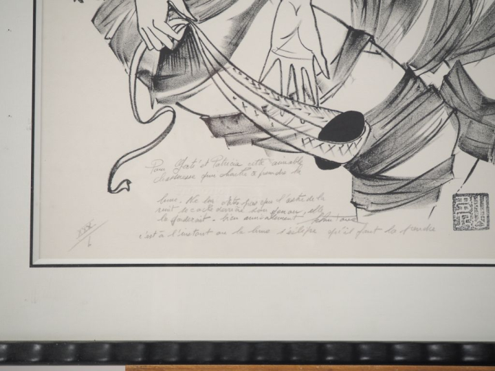 Daniel SCHINTONE.  "chasseresse" Lithographie en noir signée en bas à 