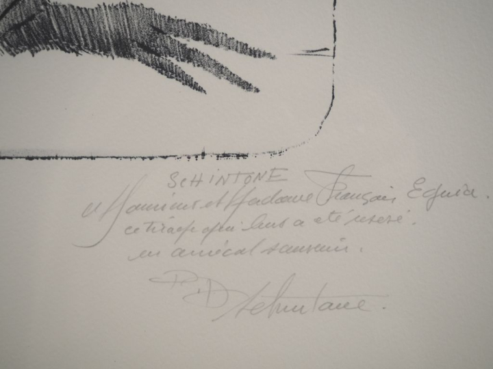 Daniel SCHINTONE.  "Les deux jeunes femmes" Lithographie en noir, cont