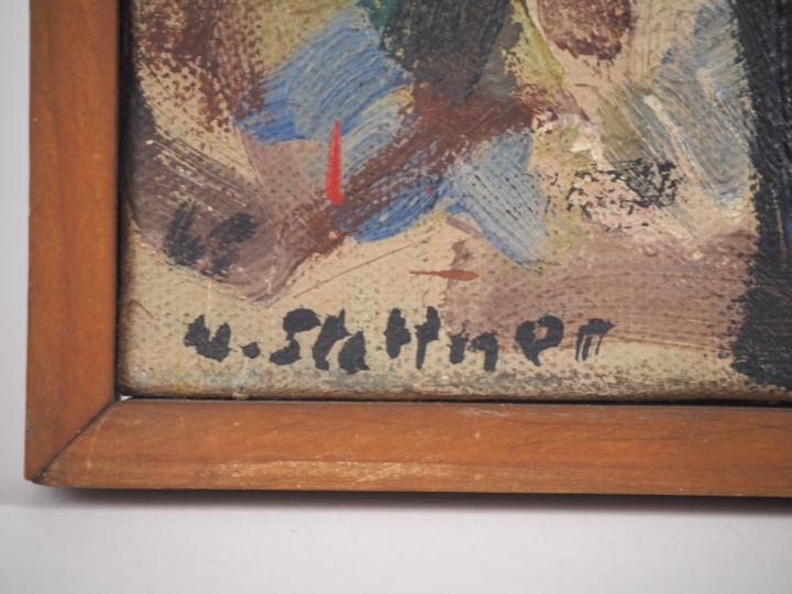 STATTNER.  "personnage" Huile sur toile, signée en bas à gauche  Dim. 