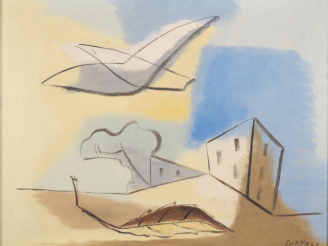 Vente aux enchères Léopold SURVAGE.  "L'oiseau" Huile sur toile, signée en bas à droite e