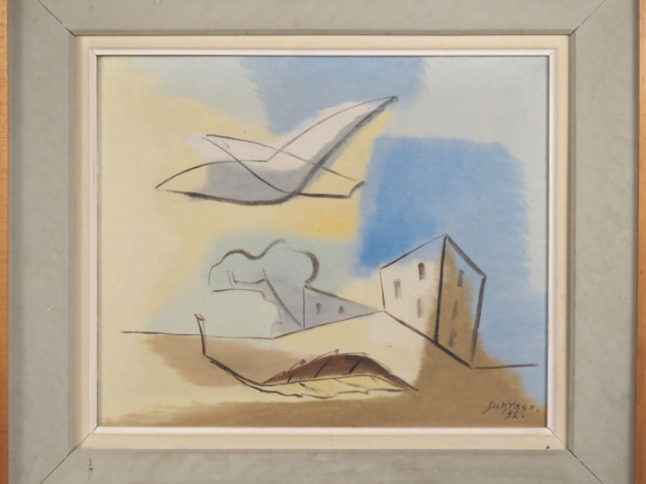 Léopold SURVAGE.  "L'oiseau" Huile sur toile, signée en bas à droite e