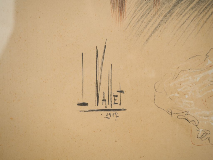 Louis VALLET. "Un petit raccord" Lithographie