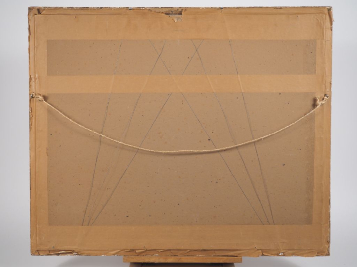 Ecole française XXème. "jeune femme dans sa cuisine" Aquarelle      Di