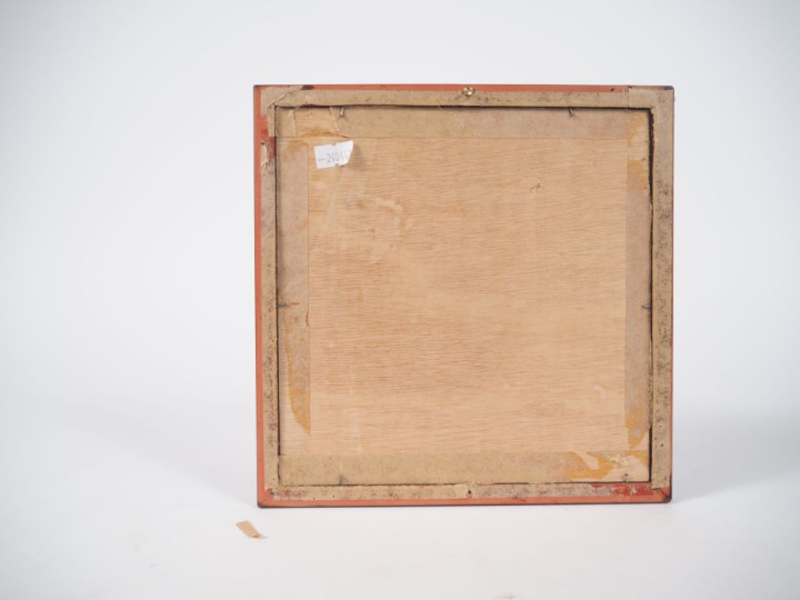 Ecole française XIXème. "personnage devant le clocher d'une église en 