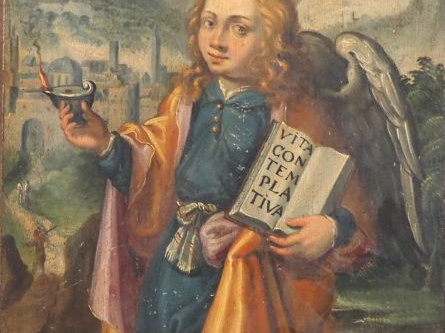 Ecole Flamande de la deuxième moitié du XVIème. "Ange de la contemplat