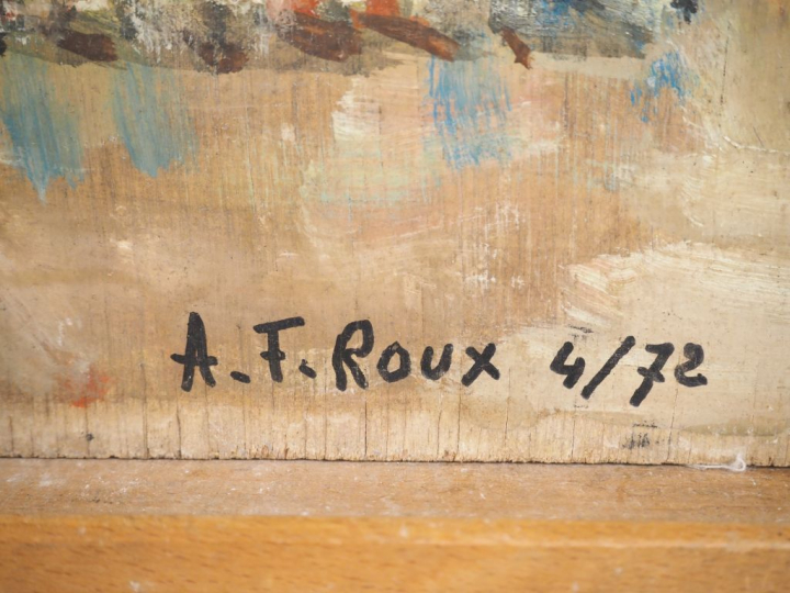 A. F. ROUX.  "Toulouse, la place et la cathédrale St Etienne"  Huile s