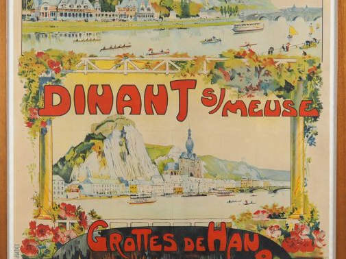 Affiche "Chemin de fer du Nord Namur sur Meuse, Dinant sur Meuse" Grot