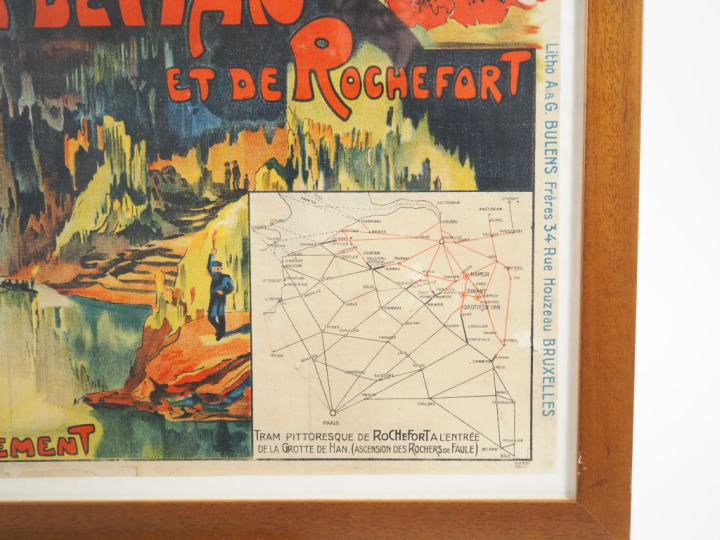 Affiche "Chemin de fer du Nord Namur sur Meuse, Dinant sur Meuse" Grot