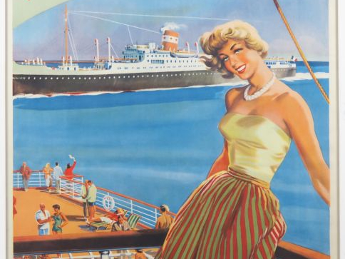 Affiche "Compagnie Maritime des chargeurs réunis". Signée RAYMOND. Aff