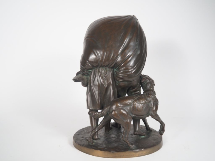 C. COMBERWERTH.  "les deux enfants riant avec leur chiens" Groupe en b