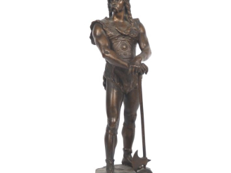 Vente aux enchères DEBUS.  "Vercingétorix" Sculpture en bronze à patine médaille  Signée 
