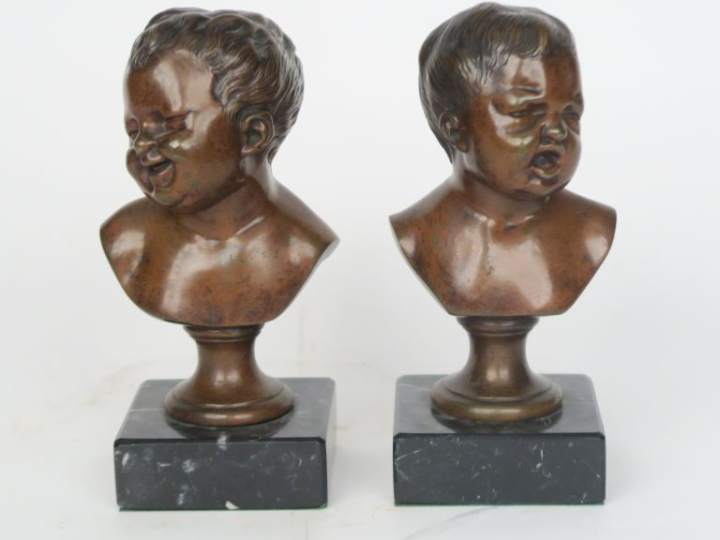 Ecole française fin XIX ème.  "Jean qui rit, Jean qui pleure." Paire d