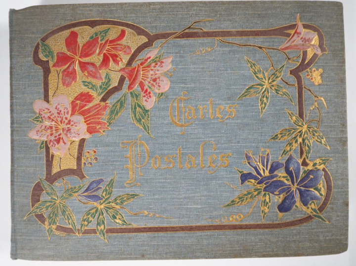 Album 1900 de cartes postales, belle reliure Art Nouveau : types de Pa