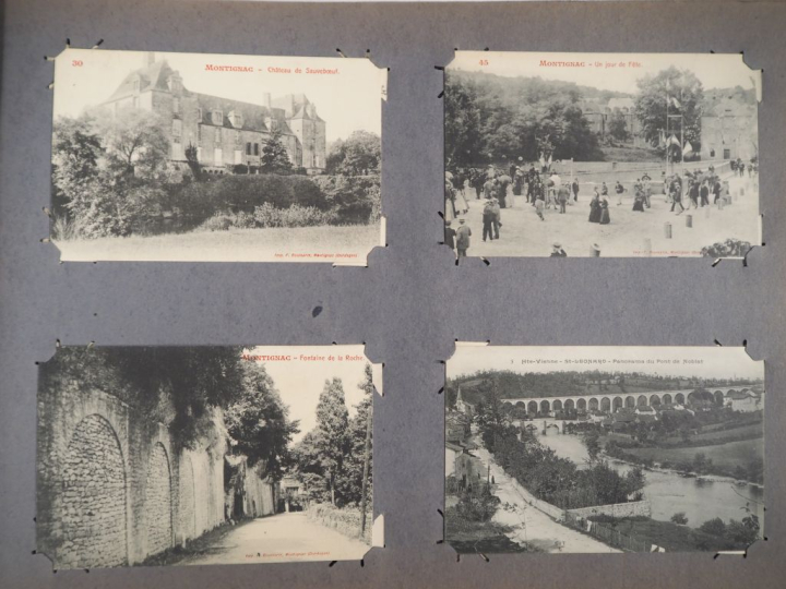 Album 1900 de cartes postales, belle reliure Art Nouveau : types de Pa