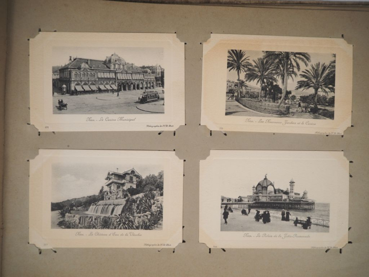 Album de cartes postales vers 1900 "Afrique du Nord", belle reliure Ar
