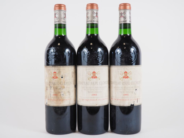 3 BOUTEILLES CHÂTEAU PAPE CLÉMENT GCC GRAVES - 1993 - BG/1 EA/ES
