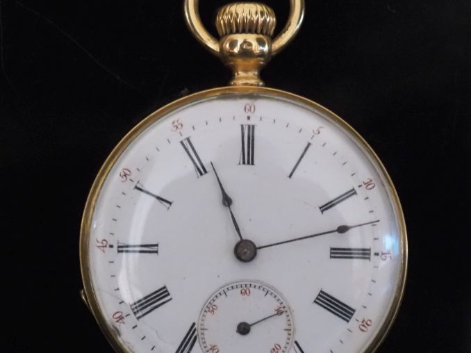 Montre de gousset Napoléon III en or jaune 750.  Cadran à chiffres rom