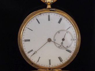 Vente aux enchères LEROY   Fils, Paris Montre savonnette aveugle en or jaune 750.  Cadran