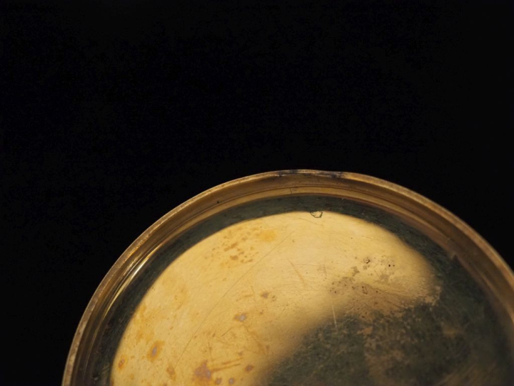 LEROY   Fils, Paris Montre savonnette aveugle en or jaune 750.  Cadran