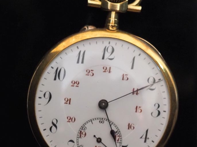 Charles EGELEY Montre de gousset en or jaune 750.  Cadran à chiffres a