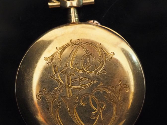 Charles EGELEY Montre de gousset en or jaune 750.  Cadran à chiffres a