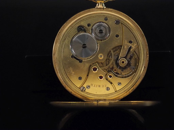 ZENITH Montre de gousset en ro jaune 750.  Cadran à chiffres arabes po