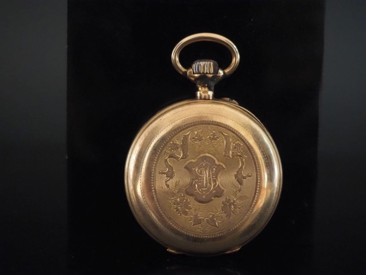 Montre de gousset en or jaune 750. Cadran à chiffres romains pour les 