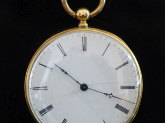 Vente aux enchères Montre de gousset en or jaune 750.  Cadran à chiffres romains pour les