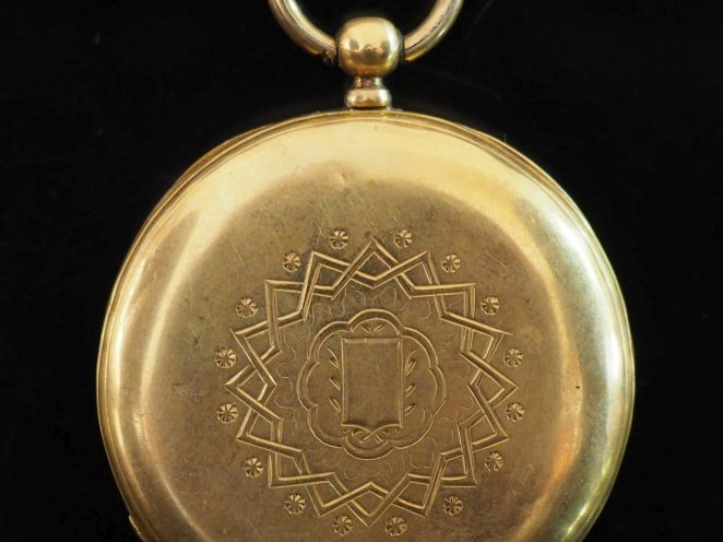 Montre de gousset en or jaune 750.  Cadran à chiffres romains pour les