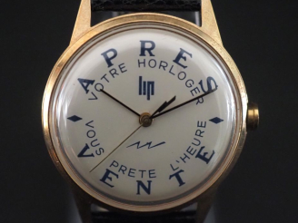 Vente aux enchères LIP, Après-vente Montre bracelet en plaqué or.  Cadran à fond légèreme