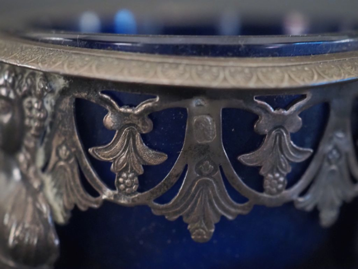 Paire de salerons Restauration en argent 950, poinçon Vieillard, à déc