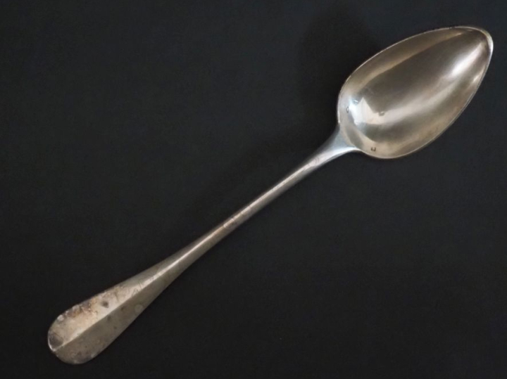 Cuillère à ragoût en argent 925, poinçon Minerve, modèle à cartouche m