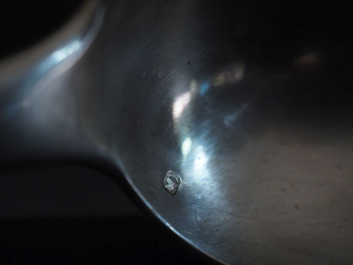 Cuillère à ragoût en argent 925, poinçon Minerve, modèle à cartouche m