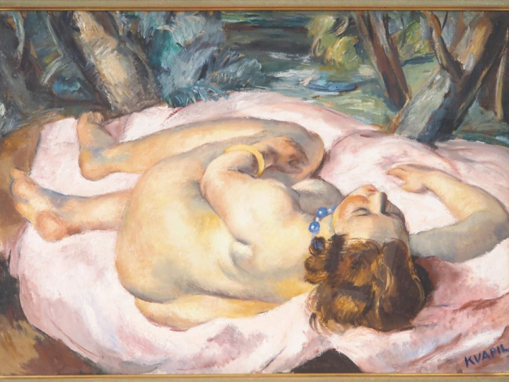 Charles KVAPIL (1884-1957) « Nu au collier bleu », circa 1928 Huile su