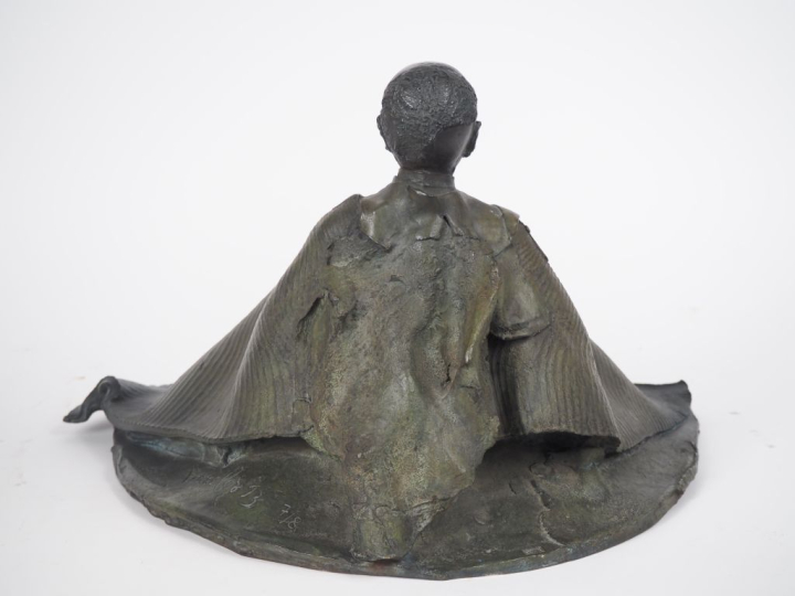 Georges JEANCLOS (1933-1997) « Moine en prière » Sculpture en bronze s