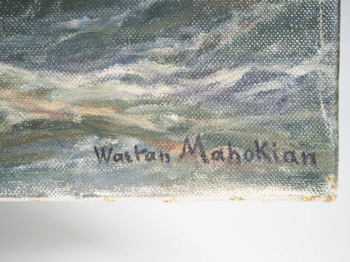 Wartan MAHOKIAN (1869-1937) « Soleil couchant en bord de mer » Huile s