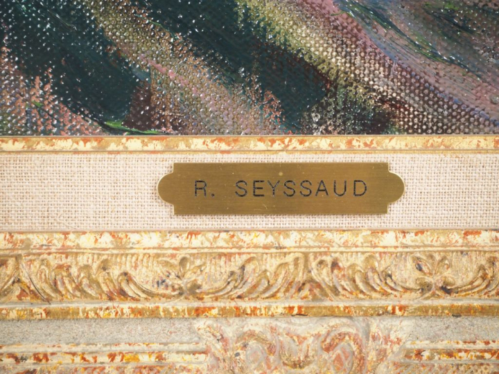 René SEYSSAUD (1867-1952) « Cueillette en bord de route ». Huile sur t