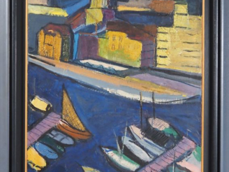Vente aux enchères Pierre AMBROGIANI (1907-1985) « Le vieux port de Marseille et Notre Da