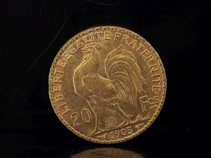 Pièce de 20 Francs or, 1903. FRAIS ACHETEURS 10% HT.   