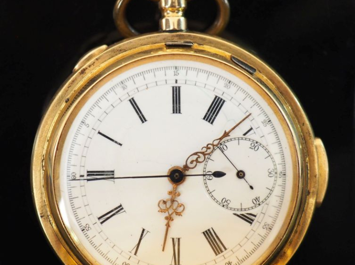 Montre de gousset aveugle en or jaune 750.  Cadran à chiffres romains 