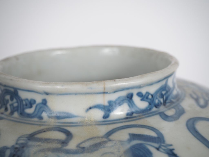 Japon, XIXe siècle,  Jarre en porcelaine bleu blanc, à décor de faisan