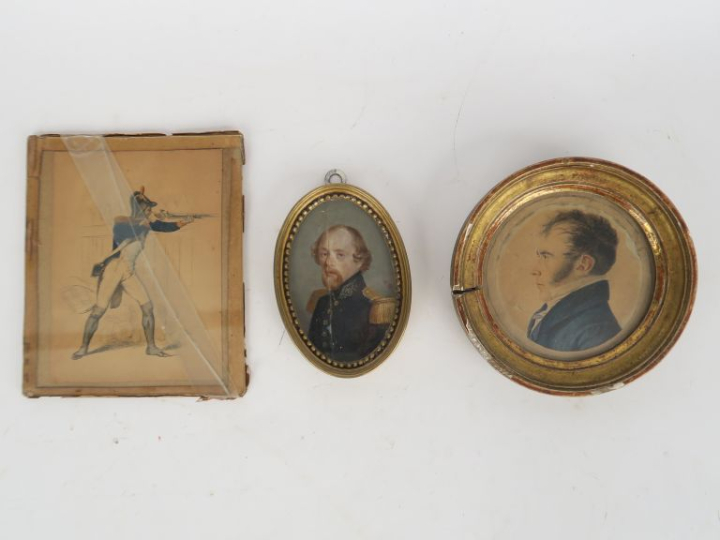 Trois souvenirs  -Portrait d’un lieutenant de vaisseau.   Miniature ov