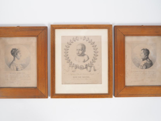 Vente aux enchères Lot de 3 gravures représentant la famille impériale : -Portrait de Nap