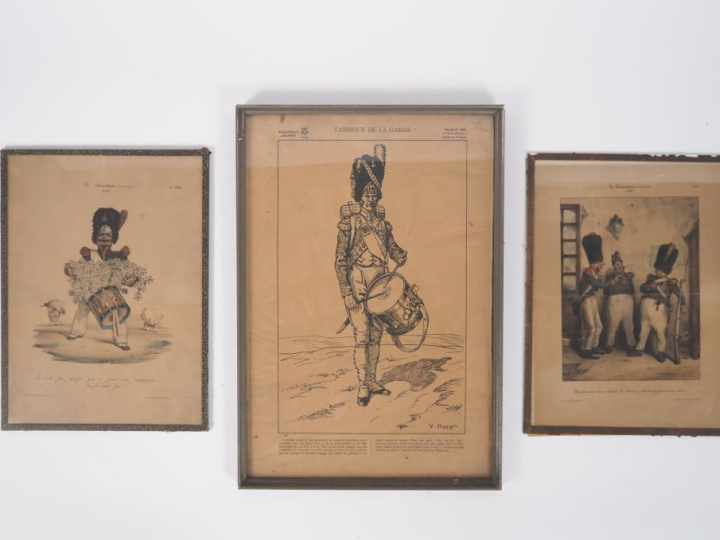 Ensemble de 7 gravures sur l’Empire comprenant des caricatures, des sc