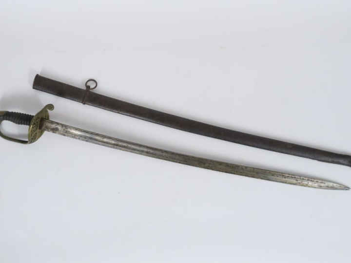 Sabre type 1855.  Dans l’état (Piqures, accidents et manques).